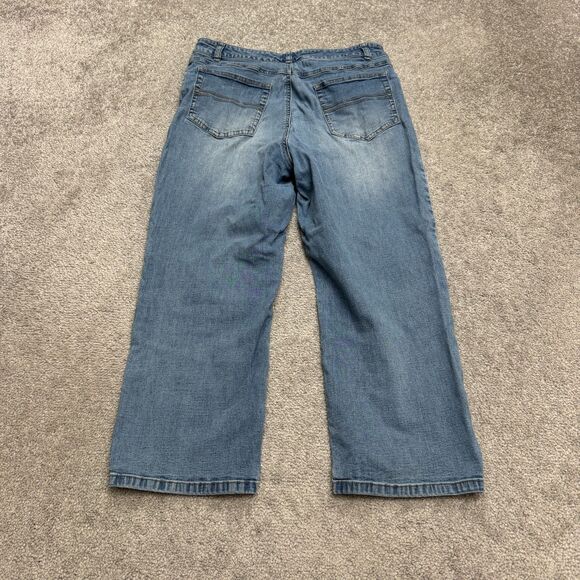 Vintage Y2K 2005 J.Jill Capri Cropped Wide Leg Denim Jeans Womens 8P 28x21 Blue - Picture 2 of 15